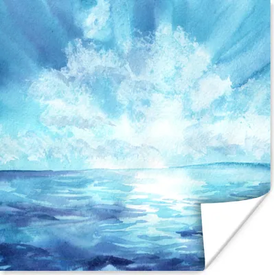 Produktbild von MuchoWow® Poster Meer - Himmel - Sonne 75x75 cm - Wand Dekoration