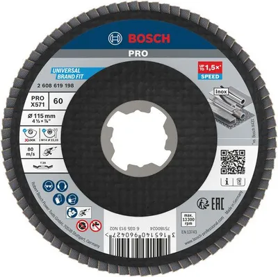 Produktbild von PRO X571 Fächerschleifscheibe X-Lock, abgewinkelt, 115 mm, K60