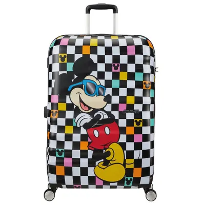 Produktbild von American Tourister Koffer Wavebreaker Disney Spinner, 77x52x28 cm, 96L, 4,2 kg, Mickey Check (weiß/schwarz/bunt), 60% ABS / 40% Polycarbonat, 100% PVC-frei