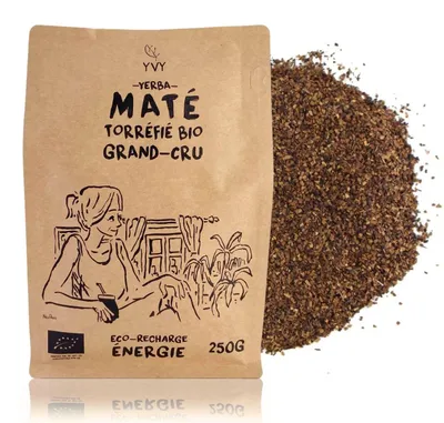 Imagen del producto de YVY MATÉ – Yerba Mate Grand Cru Tostada 250 g – sin humo, sin tallos ni polvo, poco amarga – energía y bienestar