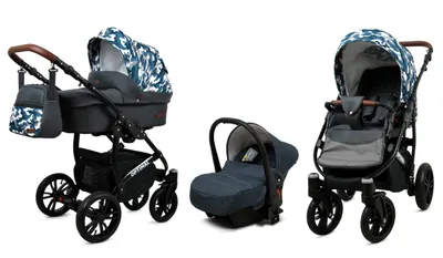 Obrázek produktu pro BabyLux® Optimal | Kocárek 3v1 Set | Grey Moro | Kombinovaný kocárek | Sada kocárku | Kocárek pro deti