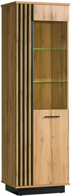 Image de Vitrine en verre Lamia 60 x 40 x 193 cm, chêne Wotan noir, 1 porte