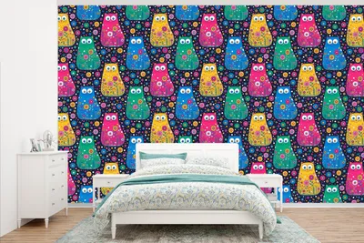 Obrázek produktu pro MuchoWow® Fototapety do obývacího pokoje nebo ložnice tapety vinylové motivy tapety Kočka - duha - květiny 405x260cm