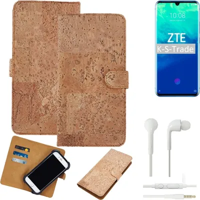 Produktbild von K-S-Trade Hülle kompatibel mit ZTE Axon 10 Pro + in ear Kopfhörer Kork Handyhülle Cover  Schutzhülle TPU Case Bumper in Hellbraun, (1x)