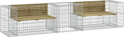Image de vidaXL Banc de jardin avec gabion Bois de pin imprégné