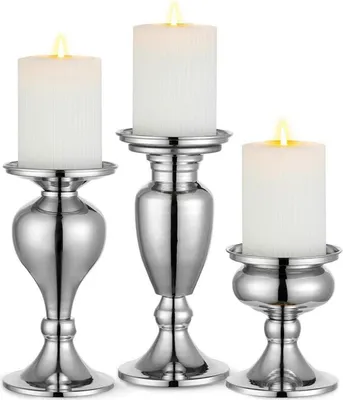 Produktbild von Kerzenhalter 3er Set Schwarz Vintage Metall Stumpenkerzen Hochzeit Party