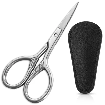 Productafbeelding van Mabor 1 Pcs Professionele BaardSchaar Voor Mannen, Haar Neus Wenkbrauw Trimmen Facial Schaar Schoonheid Snor Wimpers Precisie Roestvrij Staal Met PolyurethanSchede