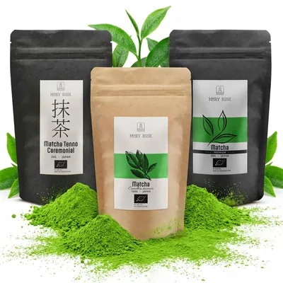 Produktbild von Mary Rose - Matcha Set 160g Japan - Zeremoniell Tenno 30g Premium 30g Kulinarisch 100g - Grüner Tee Pulver Aus Kagoshima und Miyazaki