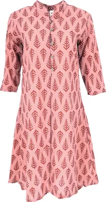 Produktbild von Boho Tunika, Tunikakleid mit Handgefertigtem Druck - Altrosa, Damen, Rot, Baumwolle, Größe: M
