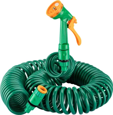 Produktbild von Wiltec Gartenschlauch Spiralschlauch 15m, flexibel Bewässerungsschlauch für Haus und Garten