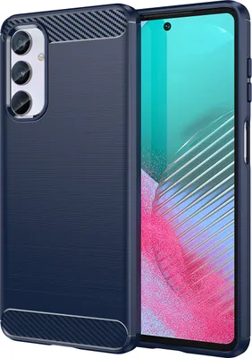 Produktbild von Galaxy M54 Hülle, Carbon-Faser TPU Silikon Stoßfest Schutzhülle für Samsung Galaxy M54 Blau