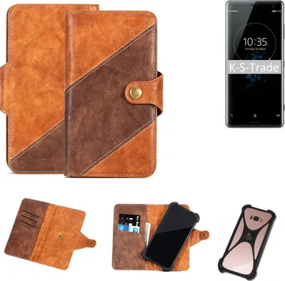 Produktbild von K-S-Trade Handy-Hülle Schutz-Hülle Bookstyle Case Wallet-Case kompatibel mit Sony Xperia XZ3 Handy Cover Bumper Kantenschutz Smartphone dunkelbraun