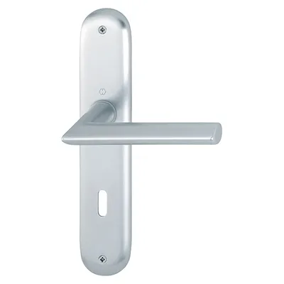 Produktbild von Hoppe Stockholm Langschildgarnitur F1 Aluminium Natur 1140/273P, OB Ovalbart