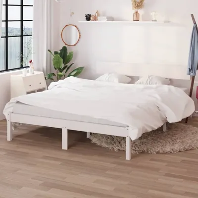 Productafbeelding van Living Store massief houten bed, wit, grenen, 160x200 cm