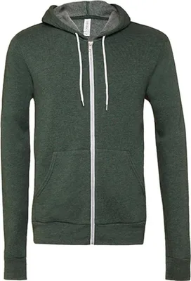 Produktbild von Canvas 3739 | Uni Zip-Up Poly-Baumwolle Fleece Hoodie - Farbe: Heather Forest - Größe: XXL