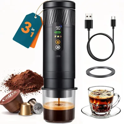 Tragbare Espressomaschine 20 Bar, 3-in-1, USB, für Kapseln & Kaffee