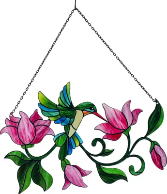 Produktbild von Hängedeko Kolibri, Eisvogel FANTASIE mit Lilien B. 32cm bunt Metall Formano F25