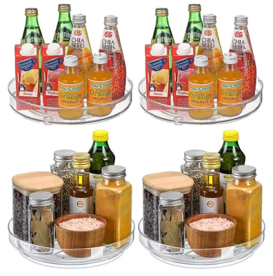 Produktbild von 4-teiliges drehbares Kühlschrankschubladenset, Drehteller (Lazy Susan), 360° drehbar für Vorratsbehälter und Gewürze, Küchenschrank (2x27+2x23,5cm)