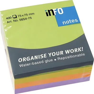 Produktbild von inFO Haftnotiz Spring-Mix 7,5x7,5cm 400 Blatt