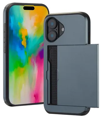 Imagen del producto de Funda Trasera con Ranura para Tarjetas para Apple iPhone 16 - Azul oscuro