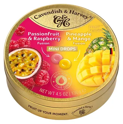 Produktbild von Cavendish & Harvey Passionfruit & Raspberry Fusion & Pineapple & Mango Fusion Mini Drops 130g