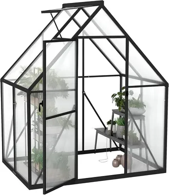 Produktbild von Premium Gewächshaus Aluminium 125x180x195cm 2.25m? Begehbares Garten-Gewächshaus mit verstärktem Fundament & Dachfenster & Tür Wetterfest & temperaturbeständig für Tomaten, Gemüse & Pflanzen