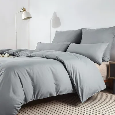 Produktbild von Soifox Bettwäsche 200x200 Grau Mikrofaser Set 80x80cm Kissenbezug