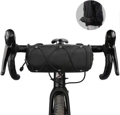 Productafbeelding van Famanu fietstas met voorvak en schouderriem, geschikt voor racefiets en mountainbike - opbergtas voor fietstochten (zwart)