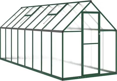 Productafbeelding van vidaXL Kas met funderingsframe, groen, 445x169x195 cm, aluminium