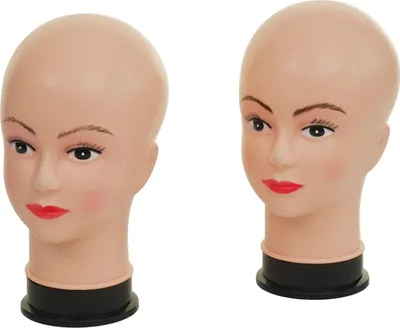 Produktbild von 2x Mannequin-Kopf MCW-G81, Perückenpuppe weiblich Frau Schaufensterfigur Puppe Schaufensterpuppe, 30cm
