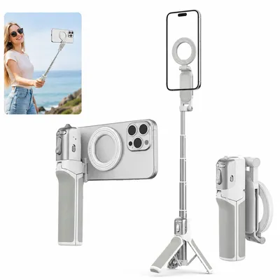 Produktbild von Selfie Stick mit Stativ, magnetischer Bluetooth Handy Stativ mit Fernbedienung, MagSafe kompatibler Smartphone Halter mit Zoom Funktion für Vlog, Reisen und Fotos