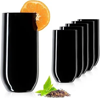 Zdjęcie produktu dla Szklanki eleganckie czarne do wody soku drinków zestaw 6 sztuk