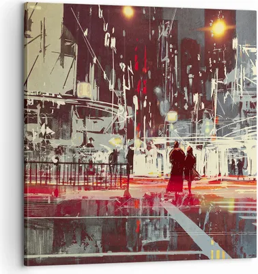 Produktbild von Bild auf Leinwand - Leinwandbild - Stadt Straße Nacht - 60x60cm - Wand Bild - Wanddeko - Wandbilder - Leinwanddruck - Bilder - Kunstdruck - Wanddekoration - Leinwand bilder - Wandkunst - AC60x60-3780