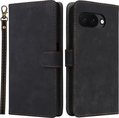 Productafbeelding van Hoesje voor de Google Pixel 9a - Portemonneehoes met afneembare koord, Phonesta Vintage Skin - Zwart