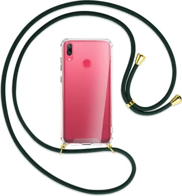 Produktbild von Handykette Backcover-Schutzhülle mit Band (Metall goldfarben) für Huawei Y7 2019, Y7 Prime 2019 - dunkelgrün