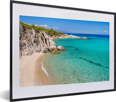 Produktbild von MuchoWow® Gerahmtes Poster Meer - Strand - Sommer 40x30 cm - Poster mit Schwarzem Bilderrahmen Wandposter Rahmen Foto Bilder - Bilderrahmen - Poster im Rahmen