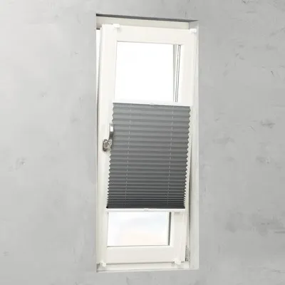 Produktbild von SOLUNA Faltenplissee mit Seitenverspannung Thermo verdunkelnd ohne Bohren grau 50x130 cm
