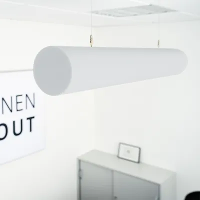 Produktbild von Basotect® Schallabsorber 100x10x10cm hellgrau Zylinder mit Abhängeset Schallschutz Schalldämmung
