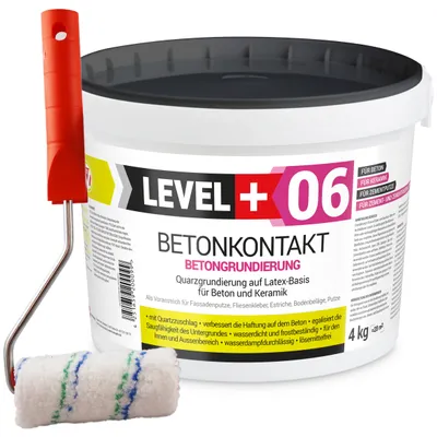 Produktbild von Betonkontakt Haftbrücke Putzgrund 4Kg Holz OSB+Farbroller 10cm Mikrofaser L+06