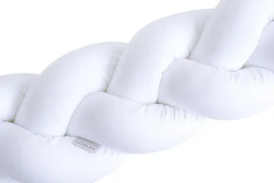 Produktbild von 400 cm WEISS Geflochtenes Kissen Zierkissen Dekokissen Bettschlange Bettumrandung Zugluftstopper Wickeltisch Babybett 100% Baumwolle Premium Geschenk