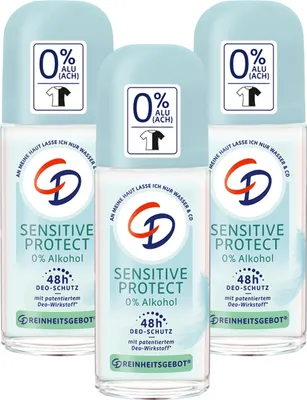 Produktbild von 3 x CD Deo Roll-On Sensitive Protect je 50ml sanftes Deodorant 48h ohne Aluminiumsalze & ohne Alkohol