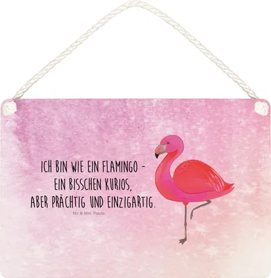 Produktbild von Mr. & Mrs. Panda holzbild Flamingo Classic DIN A5 - Aquarell Pink - Geschenk, Holzschild, Türschild, Ich, Rosa, Schild, Spruch, wandhänger, kleine aufmerksamkeit