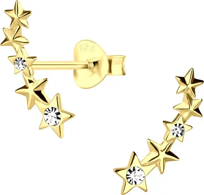 Produktbild von Ohrstecker Sterne gold: Kletter Ohrringe Silber 925
