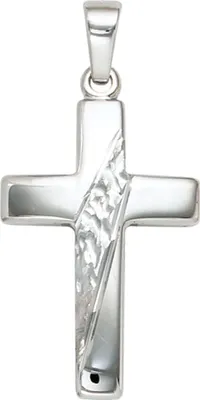 Produktbild von Anhänger Halsschmuck Kreuz 925 Silber massiv rhodiniert teilgehämmert
