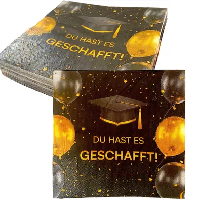 40 Papier-Servietten schwarz, Party-Servietten 17 cm