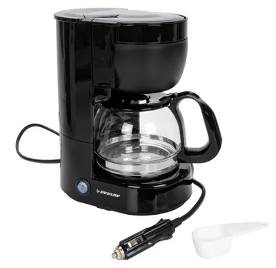 Produktbild von Auto Kaffeemaschine für 4 - 6 Tassen, Glaskanne Vol. 650 ml, Schwenkfilter, Dauerfilter mit Griff, Tropf- schutz, Warmhalteplatte, Überhitzungsschutz, Temperaturregler, Messlöffel, 12V, 170W