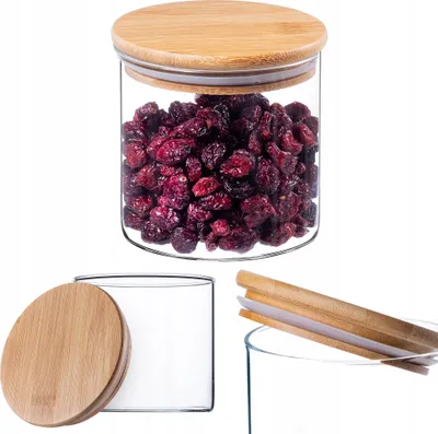 Image de KADAX Récipients en verre avec couvercle en bambou, Bocaux à provisions résistant au lave-vaisselle, Boîtes à provisions étanches à l'air (Rond 680 ml)