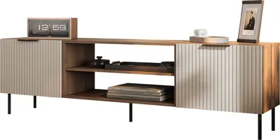 Produktbild von MIRJAN24 TV-Lowboard Almera 180 SR06, Stilvoll Wohnzimmer, TV-Lowboard mit zwei Drehtüren (Farbe: Nuss Warmia / Cashmere)