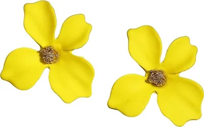 Image de Boucles d'oreilles HI-29192 Jaune - Élégance et Style KP29192