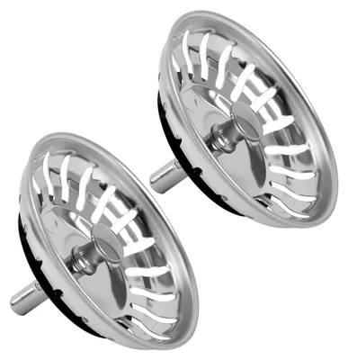 Produktbild von 2PCS Universal Höhenverstellbarer Waschbecken 82 mm aus Edelstahl, abflusssieb waschbecken und spülbecken stöpsel, siebkörbchen für Küche, Badewanne und Spüle mit einstellbarem Stift